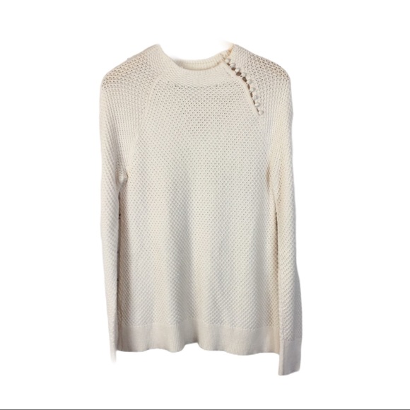 LOFT Sweaters - Loft cream button mock t neck sweater